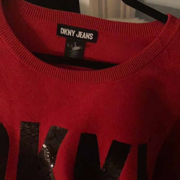 DKNY jeans new sequinned red sweater - Picture 10 of 11